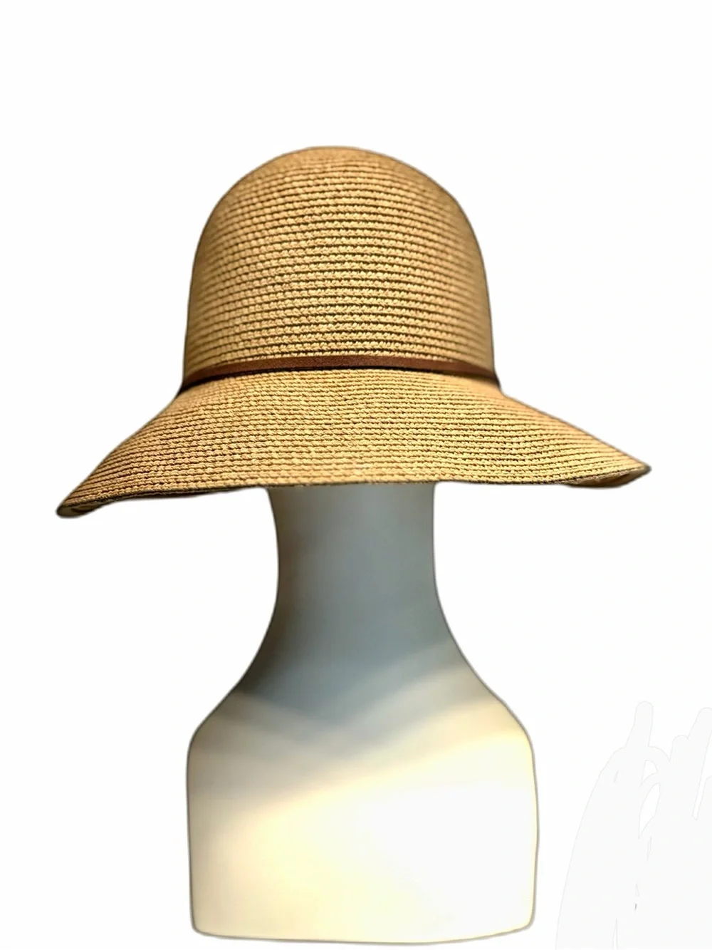 FURTALK Women's Wide Brim Straw Sun Hat Tan w Chin Cord UPF - Sz M/L